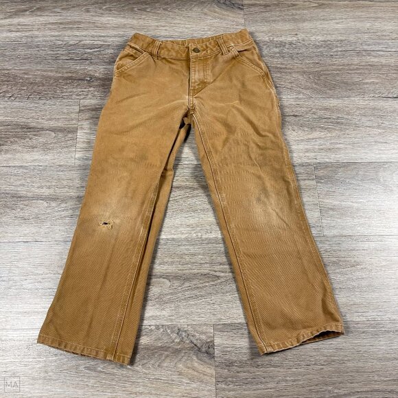 Carhartt Kid's Carpenter Pants Utility Canvas‎ Size 10 Brown - Picture 1 of 11